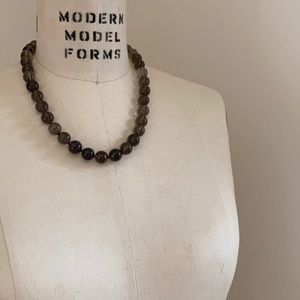 Smoky Quartz Beaded Necklace & Earrings